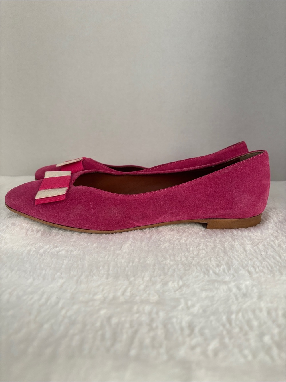 Mila Paoli Fuchsia Suede Bow Flats
